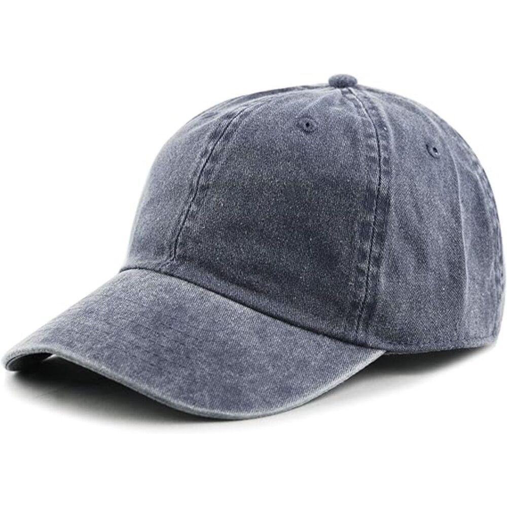 Unisex Blue 100% Cotton Pigment Adjustable Size Classic Baseball Six Panel Cap
